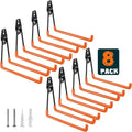 HUPBIPY Garage Hooks Heavy Duty, Large Square Wall Hooks - color: Orange 8Pack, size: 7.7inch U Hook
