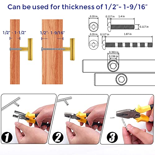 Ravinte 10 Pack Gold T Bar Cabinet Knobs 2in Dresser Knobs Single Hole | Brushed Brass Finish, Solid Metal, Easy Install, Screws Included, Hardware, Kitchen, Bathroom, Drawers, Cabinets - color: Gold, size: 10 Pack, style: Round