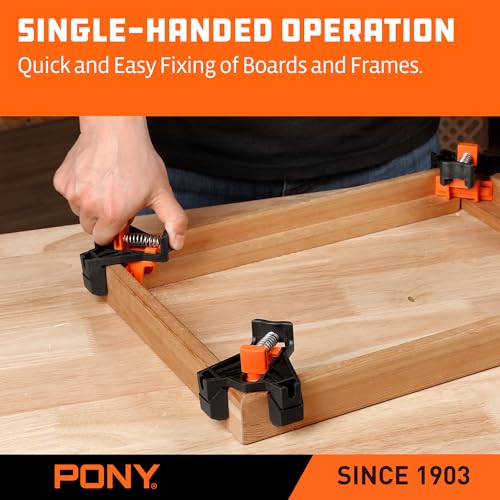 PONY 4-Pack Corner Clamps, 90 Degree Right Angle Clamps for Woodworking