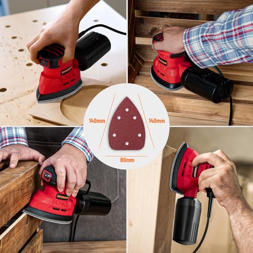 DOVAMAN 130W Detail Sander, 12000RPM Palm Sander Tool - color: B-red