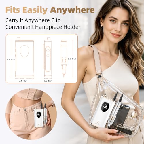 Professional Electric Nail Drill Rechargeable Nail File with Bits - color: Pearl White