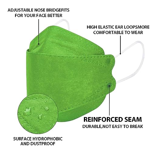 Borje KN95 Face Masks 50 Pack,Breathable Comfortable and Disposable KN95 Mask,Masks for Adults - color: Grass Green=50pcs