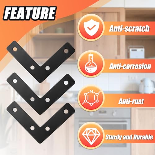 Litoexpe 20 Pcs Black L-Shape Angle Bracket 60mm - size: 2.36" x 2.36", style: L Shape