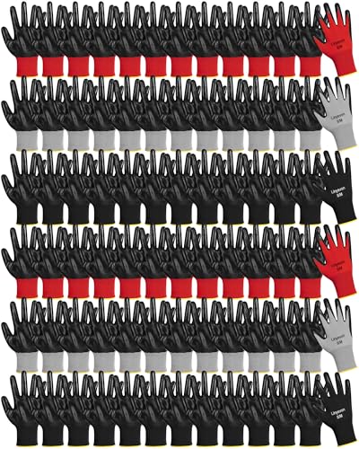 Maxcheck PU Coated Work Gloves Bulk Pack - color: Red, Gray, Black, size: Medium
