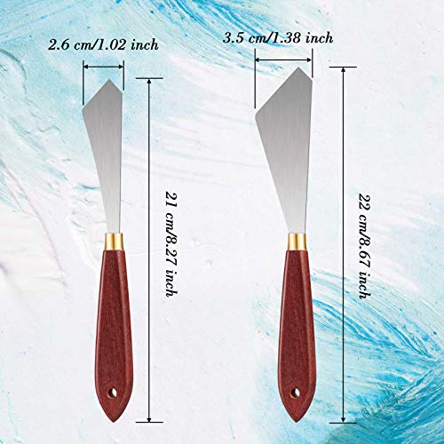 Honoson 2 Pcs Palette Knife Set Spatula Pallet Stainless Steel Wood Handle