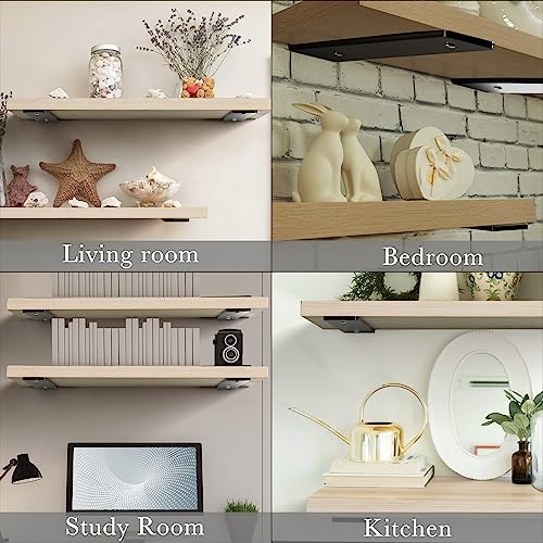 HEART ART Floating Shelf Brackets 6 Inch,Heavy Duty Black 2 Pack - size: 6 Inch, style: 2 Pack
