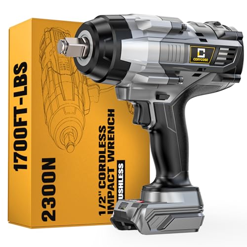 Cordless Impact Wrench 1/2 inch Compatible with Dewalt Battery: 1700FT-LBS High Torque Impact Wrench Heavy Duty Tool - Brushless Electric Impact Gun Includes LED Work Light - Bare Tool Only - size: 1/2inch, style: Fit for DeWalt(No battery)