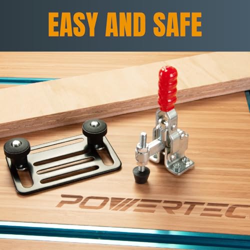 POWERTEC 4PK Toggle Clamp, 500 lbs Capacity, 12130 Quick Release Vertical Clamps w/Antislip Rubber Pressure Tip for Woodworking Jigs and Fixtures, Welding, Drill Press, Crosscut Sled (20335-P2) - size: 12130, 4PK