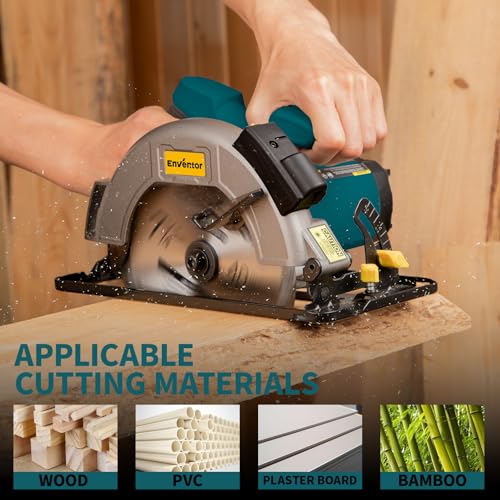 Enventor Circular Saw with Laser Guide, 2 Blades 7-1/4", 11A Corded Motor - size: 11A
