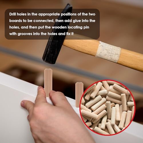 smseace 255Pcs Wooden Dowel Pins - 8 Sizes 1/4Inch 5/16Inch 3/8Inch Fluted Wooden Dowel Kit for Crafts, Furniture, Door, DIY - size: 255Pcs - 8 Sizes