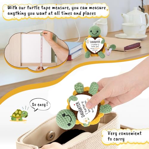 Xinezaa Gifts for Daughter, Crochet Turtle 60 in Retractable Tape Measure - style: daughter
