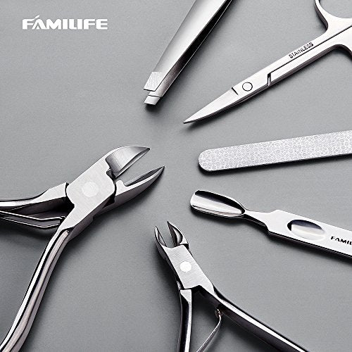 FAMILIFE Stainless Steel Manicure Set 11-in-1 Professional Nail Clipper Kit | Portable Leather Travel Case, Pedicure & Grooming Tools for Fingernails & Toenails, Luxury Gift for Men & Women, Dark Violet - color: Purple