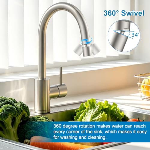 Hibbent NSF/ANSI/CAN 372 Certified 4 Modes Faucet Aerator, Brushed Nickel - color: Brushed Nickel, style: Upgraded Four Modes Faucet Aerator