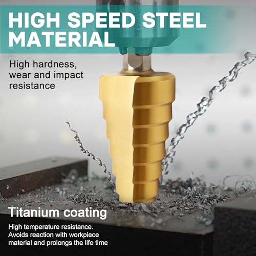 Step Drill Bits 3Pc, HSS Titanium Coated Step Drill Bit Set for Wood - style: 3PC