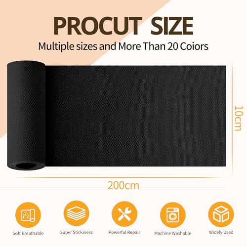 Fabric Repair Tape, 4"x80" Self-Adhesive Linen Repair Tape Patch Kit Black - color: Black, size: 4" x 80"