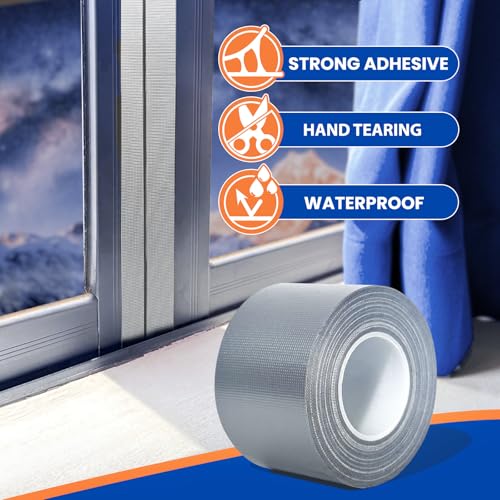 Silver Window Weather Sealing Tape,Window Draft Isolation Sealing Film Tape,Window AC Seal Air Conditioner Sealing Tape No Residue Waterproof Self Adhesive for Keep Out Cold Air Dust Rain 2IN X 65FT - color: Silver, size: 2 Inch x 65 FT