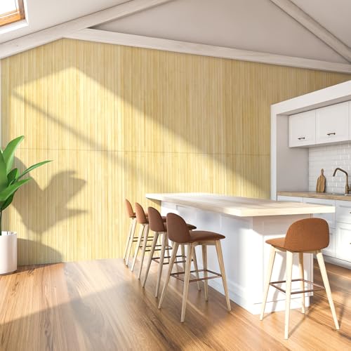 Art3d 48 x 96 in Pole Wrap Natural Bamboo Wall Panel, 1-Pack, Raw - color: Raw, size: 1-48 inches x 96 inches
