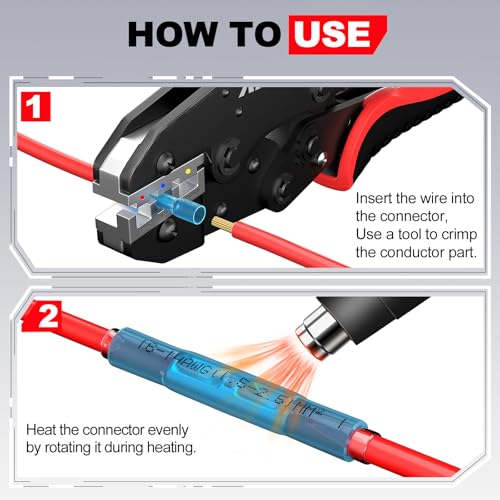 Heat Shrink Wire Butt Connector Kit Marine Waterproof Crimp Splice Terminal - size: 380 PCS