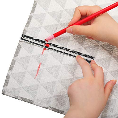 Frienda 2 Pcs Sewing Ruler Seam Gauge Metal Sliding Measuring Tool