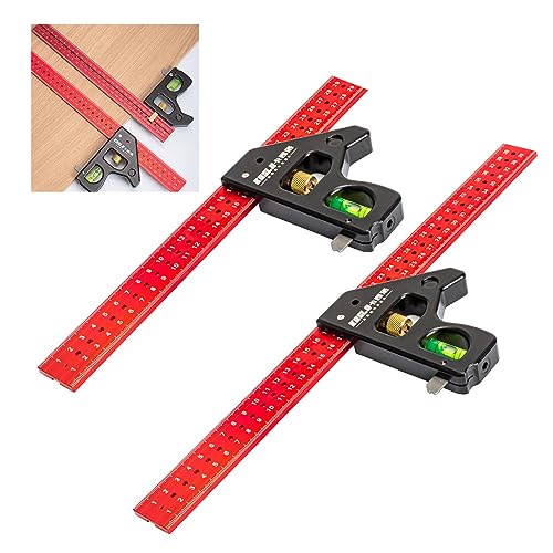 Heavy Duty Woodworking Combination Angles Ruler Aluminum Alloy Ruler 90/45 Degree Measuring Tool with Level & Needle Combination Square Adjustable Angles Gauges 90/45 Degree Measuring Tool