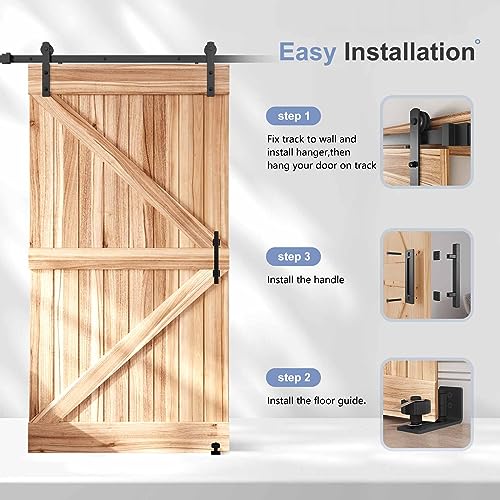 EaseLife 9 FT Sliding Barn Door Track and Handle Hardware Kit,Heavy Duty,Straight Pulley,Slide Smoothly Quietly,Easy Install (9FT Track Kit for 52"~54" Wide Single Door) - size: 9FT-Single Door Kit