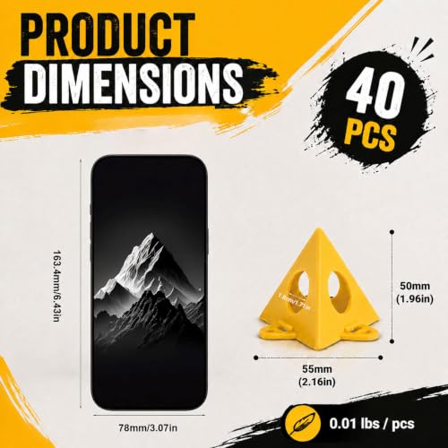 RUGLAMZHIP 40PCS Painters Pyramids, Painters Pyramid Stands. | Painter's Stands & Mini Tripods for Door Risers, Cabinet Doors, Paint Tent, Woodworking Tools, Cabinet Pouring Accessories - style: Yellow-40pcs