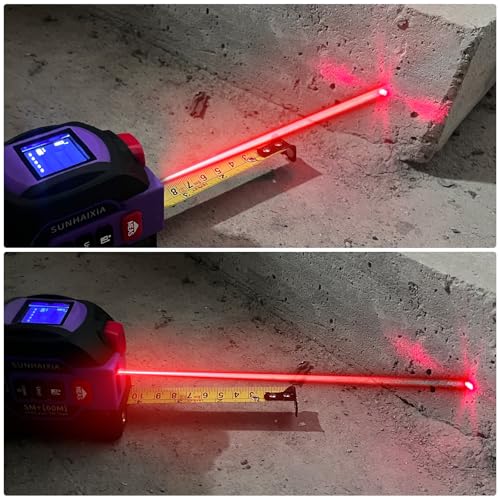 3 in 1 Digital Laser Tape Measure 197ft/60m Laser Distance Meter LCD - color: Purple-196ft