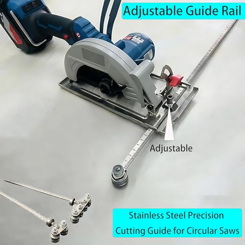 Circular Saw Guide Rail, 24in Positioning Calipers for Circular Saw, Stainless Steel Rip Cut Circular Saw Guide, Adjustable Guide Rail for Woodworking Positioning Cutting - size: 24in