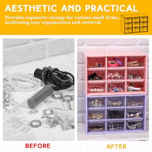 Wenqik 2 Pcs Mini Storage Drawers, Purple, Pink - color: Purple, Pink