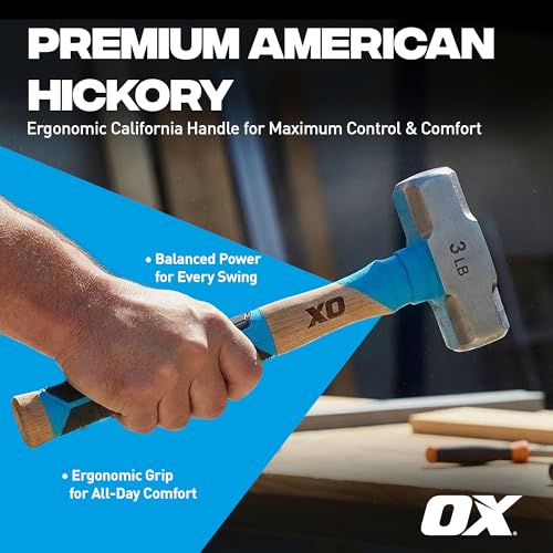 OX 3 lb Sledge Hammer - Mini Sledge with Hickory Handle - style: 3lb Club Hammer