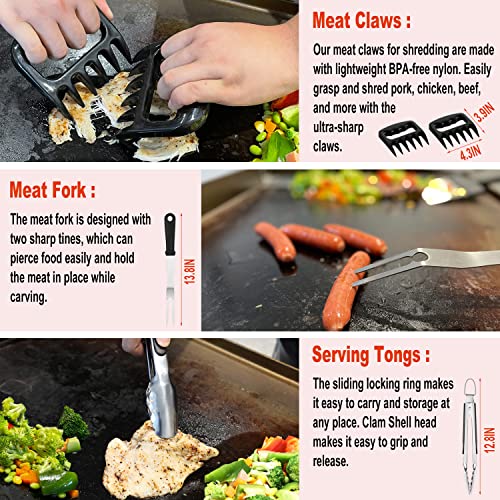 N NOBLE FAMILY 38PCS Griddle Accessories Kit, Professional Grill Tools Set - style: Rectangle Griddle Press