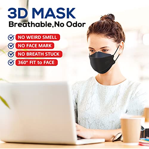 LEVENIS KN95 Face Masks 100 Pack, Breathable Comfortable and Disposable KN95 Mask, Black - color: 100 Pcs Adult-black