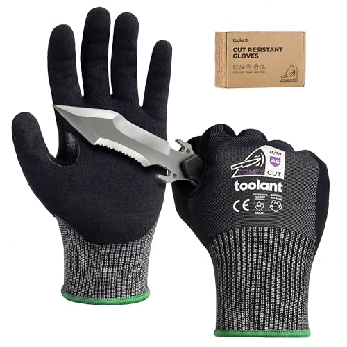 toolant A6/A9 ANSI & EN388 Certified Metal Q ComfyCut Cut Resistant Gloves - color: Black, size: Medium