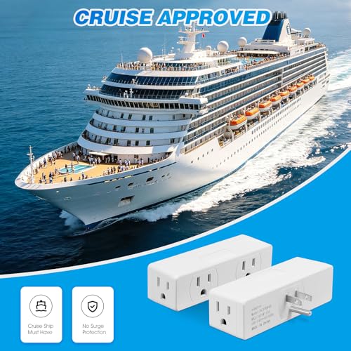 Outlet Extender 2pack, 4AC Multi Plug Wall Outlet, Multiple Outlet Splitter | 3-Plug Wall Adapter, Multiple Plugs in One Outlet, Cruise Essentials, Electrical Wall Outlet Adapter - color: 4 AC Outlet Extender 2pack
