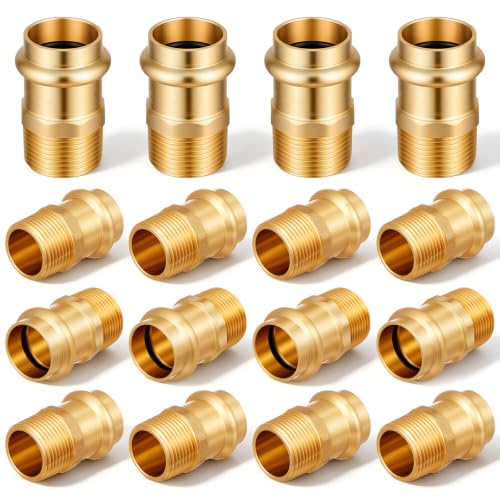 16 Pack 1" Press x 1" MIP Brass Press Fittings - color: Mip, size: 1 Inch