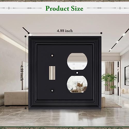 Matte Black Decorative Outlet Covers Wall Plates, Bamboo Fiber Light Switch Covers, Natural Material Electric Receptacle Switch Plate Outlet Cover of various styles (2 Gang Toggle/Duplex 2 Pack) - size: 2 Gang Toggle/Duplex 2 Pack