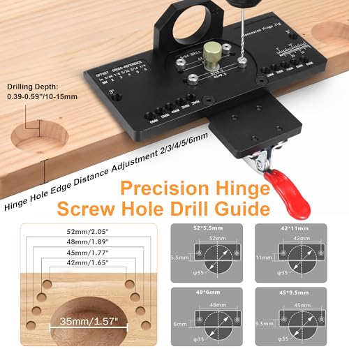 35mm Metal Concealed Hinge Jig Quick Clamp for Door Cabinet Woodworking - color: Deep Black