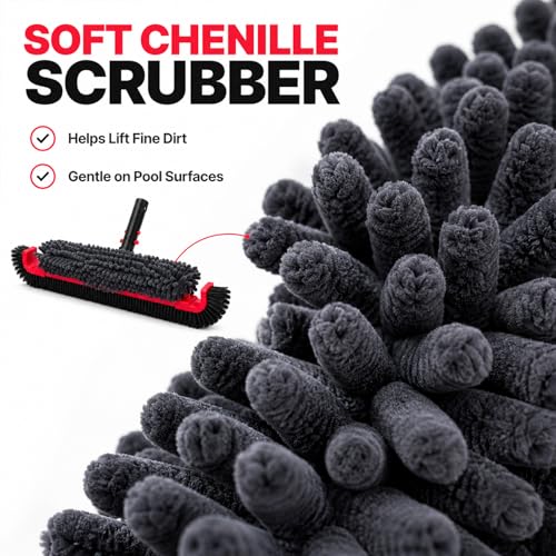 SEPETREL 22" Extra Long Pool Brush with Chenille Scrubber - size: 22"
