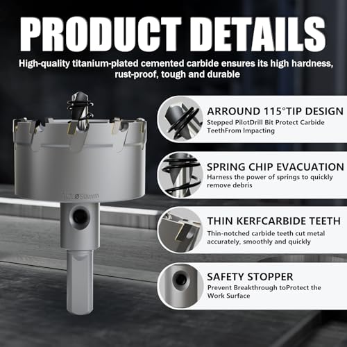 GSTK 20PCS Upgrade Heavy Duty Carbide Hole Saw Kit,with 5*Extra Titanium Plated Pilot Center Drill and 2* Spring，for Hard Metal, Stainless Steel, Iron - size: 15pcs