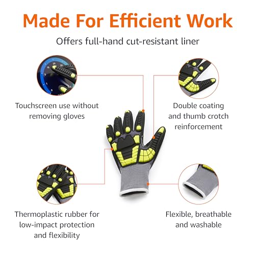 Amazon Basics Safety Work Gloves, Cut Level A1, Abrasion ANSI Level A4, Impact Protection, Touch Screen Friendly, 15G Sandy Nitrile Palm, Yellow, Size XX-Small, Pack of 120 Pairs - size: 2X-Small