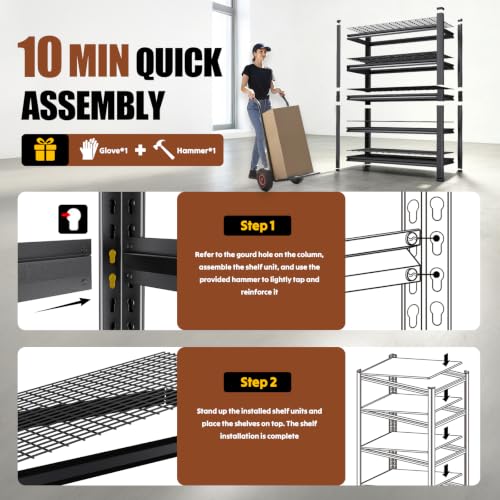 78 ''H Storage Shelves, 46‘’W Garage Shelving, Adjustable Garage Shelves, Heavy Duty Shelving,5 Tier Garage Storage Shelves,Easy-to-Install Metal Shelf Storage Rack Shelving Unit for Kitchen - size: 78''H*45.6''W*19.7''D