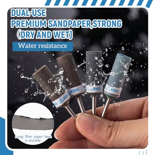 36 Pcs Sanding Drums Kit with 1/8" Shank for Rotary Tools Accessories, 180/240/320/400/600/800/1000/1200/1500/2000/2500/3000 Grits for Metal Rust Removal Stone Grinding Jade Polishing