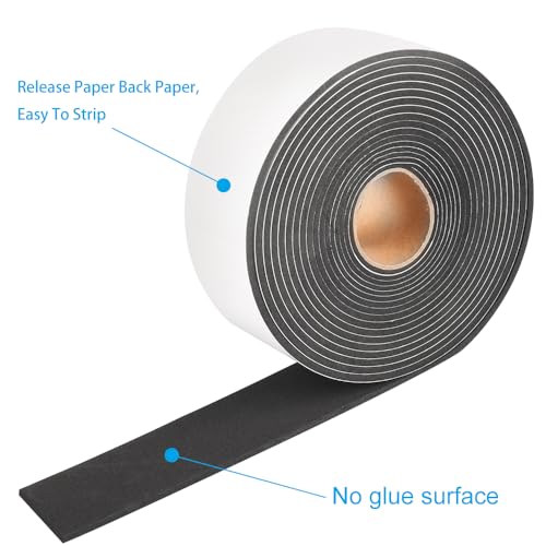 High Density Foam Tape,2 Inch Wide x 1/8 Inch Thick Door Insulation Tape,Adhesive Weather Stripping for Doors Window,Foam Seal Proofing Tape,33 Feet Long - size: 2"W x 1/8"T x 33FT