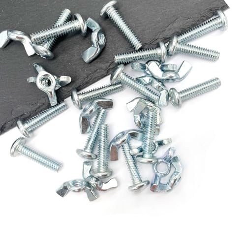 30Pack 1/4"-20 x1 Screw Bolts and Wing Nut Kit 15pcs Machine Screws with Round Head Phillips 15pcs Butterfly Hand Twist Tighten Nut Zinc Plated Hardware Fitting Fastenings Assortment Kit - size: Silver 30 Pack 1/4"-20 x1"