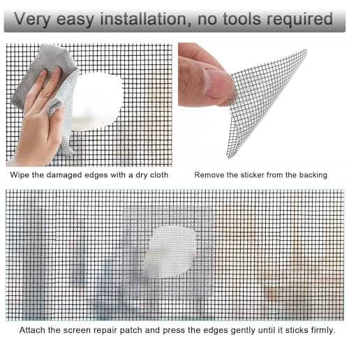 Self-Adhesive Window Screen Repair Patch Strong Adhesive Fiberglass Quick Screen Repair Tape Repair for Window and Door Tears Holes for Mesh Screen Door and Gauze curtain,10 Patches, 4"x 4",Gray - color: Grey-4"x 4"