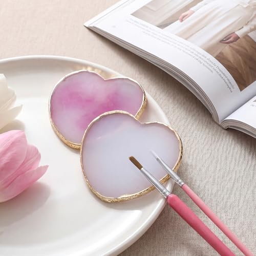 SUMAJU 2 Pack Heart Resin Nail Art Palette, Nail Art Painting Nails Polish Palette - color: purple, white