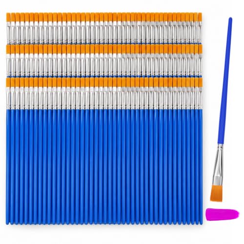 Smallbudi 168 PCS Small Paint Brushes Bulk, Flat Tip Acrylic Paint Brushes - size: 168 Flat Brushes