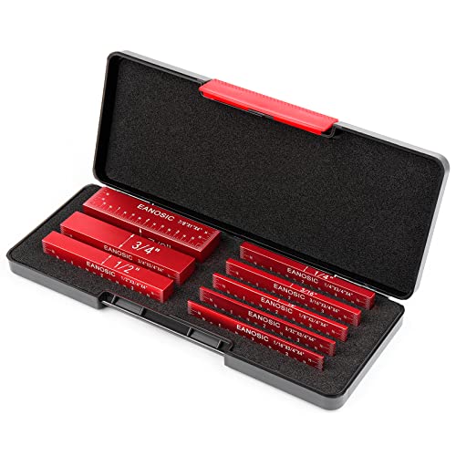 EANOSIC Setup Blocks Height Gauge Set, 8pcs Precision Aluminum Setup Bars for Router and Table Saw Accessories Woodworking Set Up, Bars Include Laser Engraved Size Markings (Extra Long 4 Inch) - style: 8 Pcs-INCH