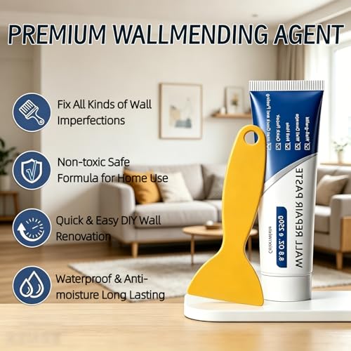 Efficient Drywall Repair Kit, Drying Wall Repair Paste, Spackle Wall Repair Spackle for Nail Holes, Cracks, Scratches & Graffiti, Home DIY Use (2 Pack)