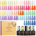 ROSALIND 30Pcs Gel Nail Polish Set, 26 Colors Macaron Pastel Gel Polish | with 3Pcs Glossy Matte Glitter Top Coat, Base Coat, Four Seasons Colors, Soak Off, UV Gel Nail Gift for Women - color: Multi-pastel